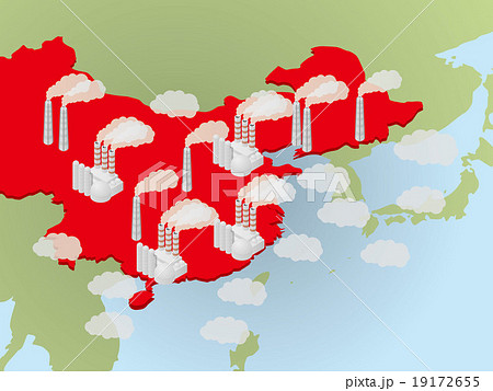 中国の大気汚染 イメージイラストのイラスト素材