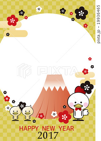 年賀状 酉年 ベクター フォトフレームのイラスト素材