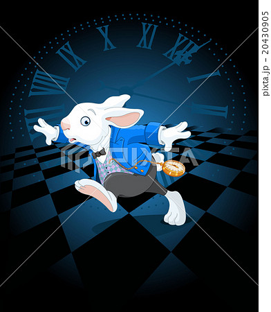 ウサギ イラスト 不思議の国のアリス 時計の写真素材