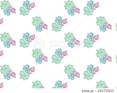 アジア 模様 多肉植物 花柄のイラスト素材