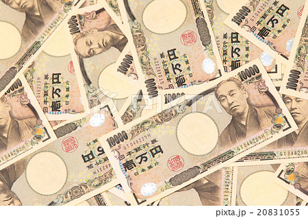 お金 一万円札 日本円 紙幣の写真素材