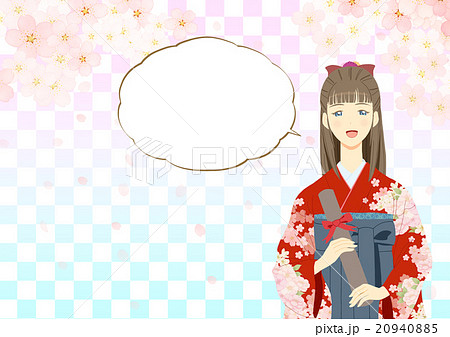 和装 袴 袴姿 着物のイラスト素材