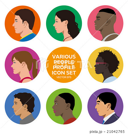 アイコン アバター 横顔 横のイラスト素材