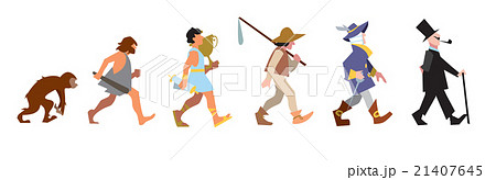 人 進化 人類 シルエットのイラスト素材