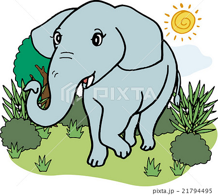 草食動物 アフリカ象 アジア象 インド象のイラスト素材