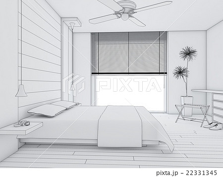 ベッド 手書き イラストレーション 挿絵のイラスト素材
