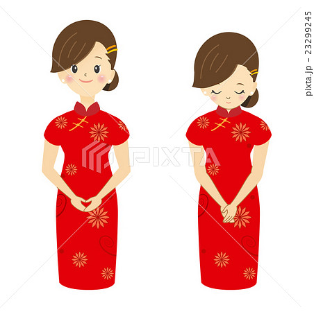 女性 中国人 チャイナ服 外国人のイラスト素材