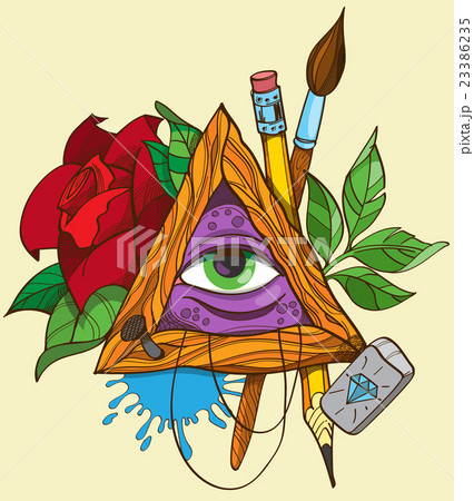 all seeing eye pyramid drawing