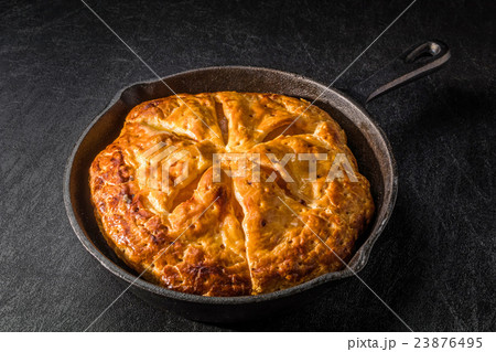 パイ アップルパイ 手作り スキレットの写真素材