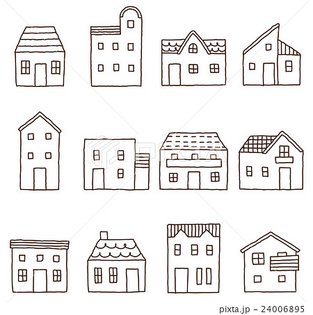 家 セット 一戸建て 一軒家のイラスト素材