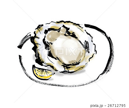 牡蠣 生牡蠣 筆描き イラストのイラスト素材