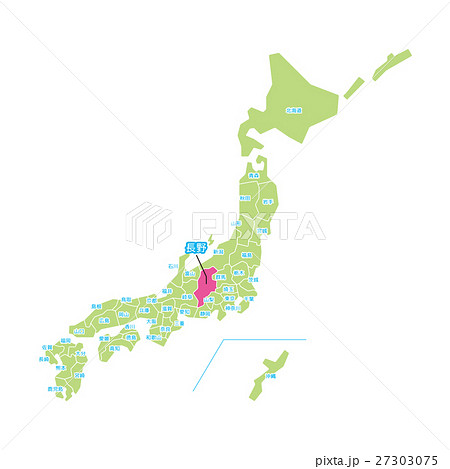 長野県 長野 マップ 地図のイラスト素材