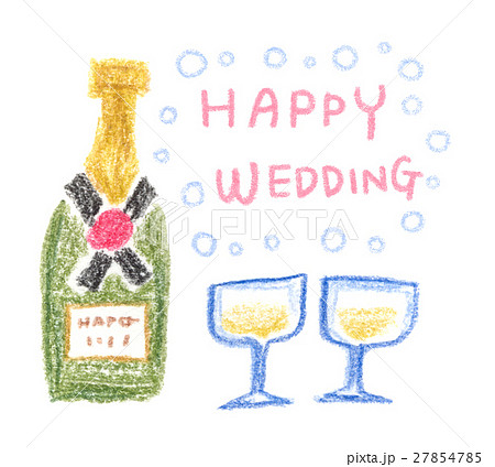シャンパン グラス メッセージカード ウェディングのイラスト素材