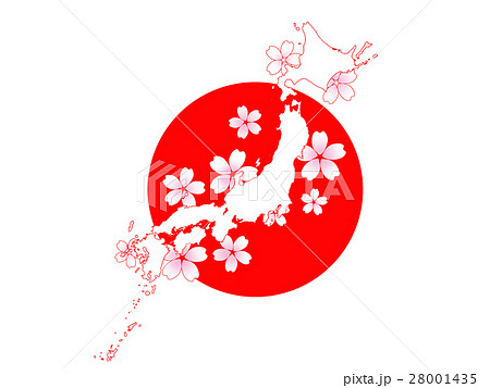 日本 日本列島 日の丸 国旗の写真素材