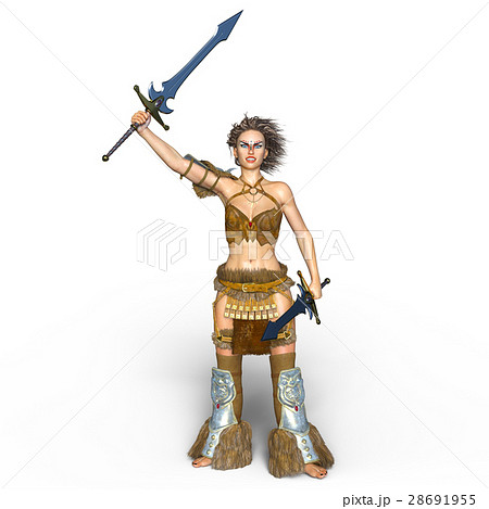 女性 槍 戦闘 武器の写真素材