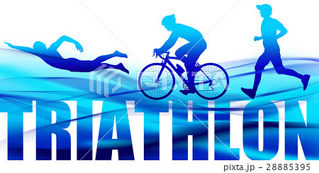 トライアスロン シルエット 男性 選手のイラスト素材