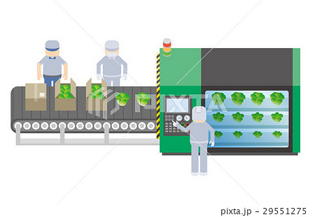 工場 ライン 作業員 ベルトコンベアのイラスト素材