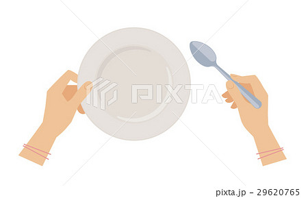 スプーンを持つ手のイラスト素材