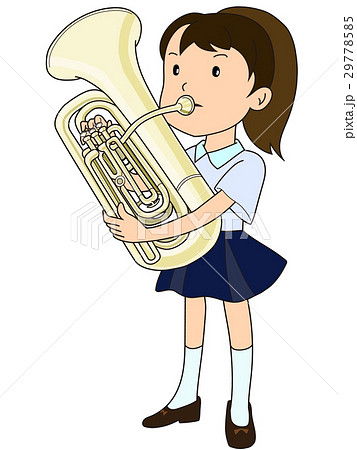 女の子 高校生 楽器 吹奏楽のイラスト素材