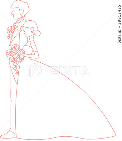 結婚 ウェディング ウェディングドレス シルエットのイラスト素材