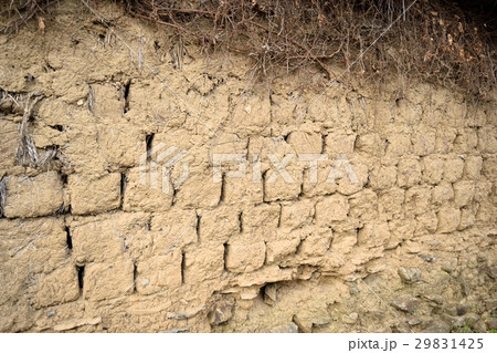 油土塀 土壁の写真素材