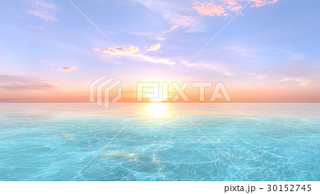 朝日 水平線 海 日の出のイラスト素材 Pixta