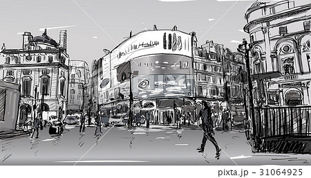 街並み ドローイング 絵 ロンドンのイラスト素材