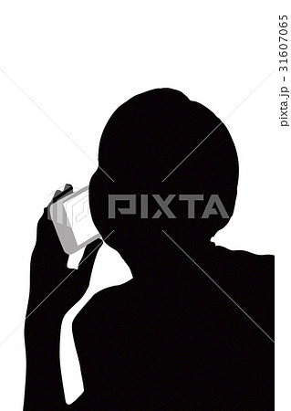 携帯電話 女性 シルエット 通話のイラスト素材