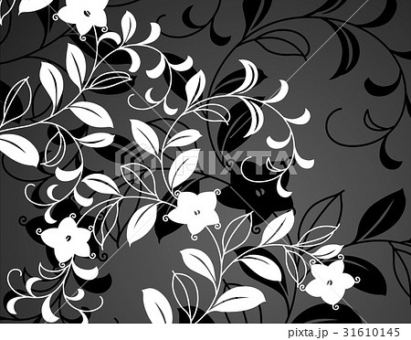 モノトーン 花 和柄 背景のイラスト素材
