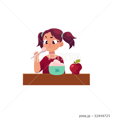 ポニーテール 女の子のイラスト素材