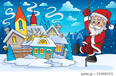 サンタ 登る サンタクロース サンタさんのイラスト素材 Pixta