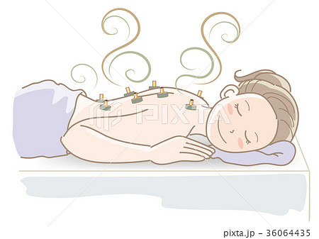 お灸 治療 東洋医学 鍼灸のイラスト素材