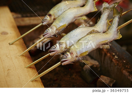 焼き魚 串 魚 海の幸の写真素材
