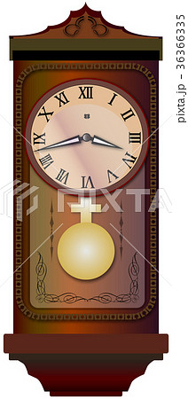 レトロ 柱時計 古時計のイラスト素材