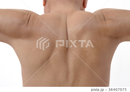 人物 後姿 筋肉 裸 後ろの写真素材