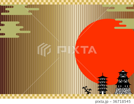 日の丸 日本 和風 城のイラスト素材