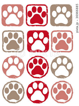 犬 足跡 スタンプ ハンコのイラスト素材