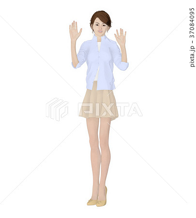 女性 ファッション ポーズ 手を振るのイラスト素材
