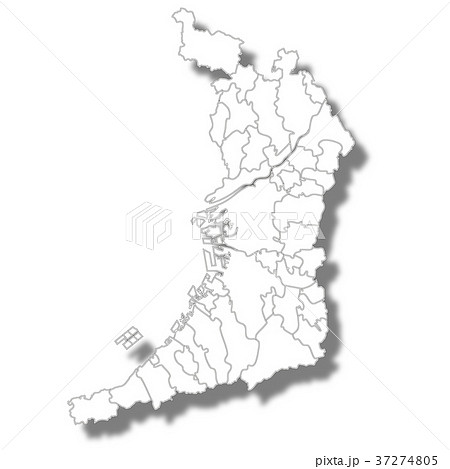 大阪 大阪府 地図 白地図のイラスト素材