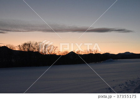 北見富士 雪の写真素材