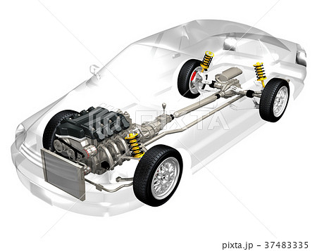 3dcg 車 スケルトン エンジンのイラスト素材