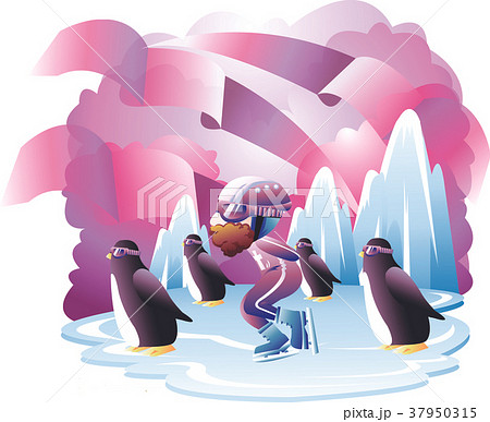 ペンギン 氷 氷山 イラストのイラスト素材