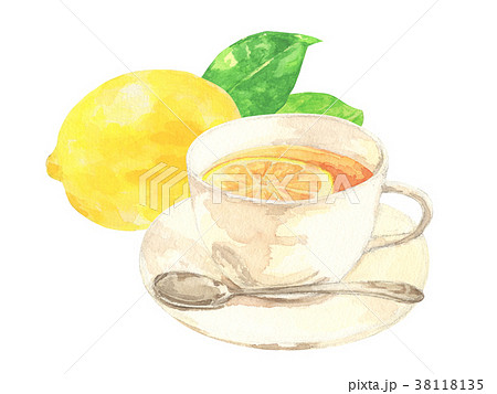 レモンティー 水彩 レモン 飲み物のイラスト素材