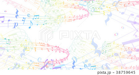 音楽 カラフル 音符 五線譜のイラスト素材