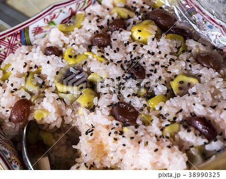 赤飯 甘納豆 甘納豆の赤飯 北海道の写真素材
