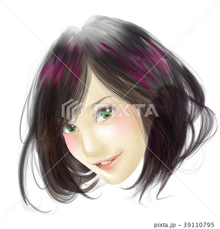 髪型 女性 笑顔 セミロングのイラスト素材 髪型 女性 笑顔 セミロングのイラスト素材