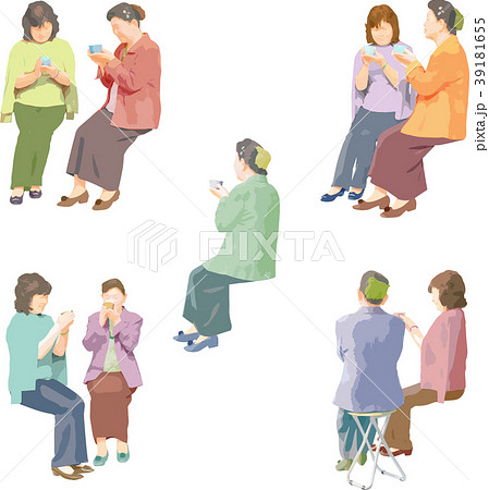 腰掛けるのイラスト素材