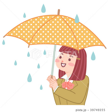 傘 雨 高校生 女の子のイラスト素材