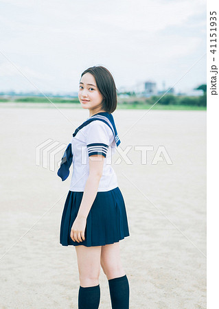 女子サッカー かわいいの写真素材