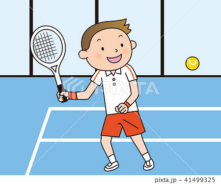 テニス 学生 テニス部 男性のイラスト素材